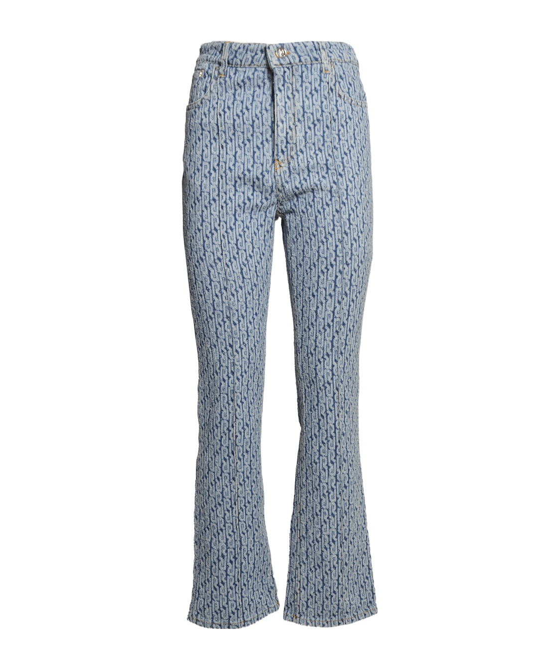 Rabanne Monogram-pattern Flared Jeans In Gray