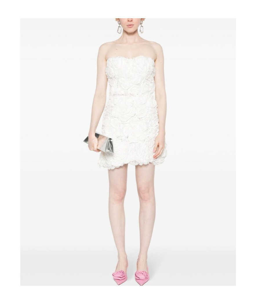 Shop Ermanno Scervino Floral-appliqu� Lace Mini Dress In White