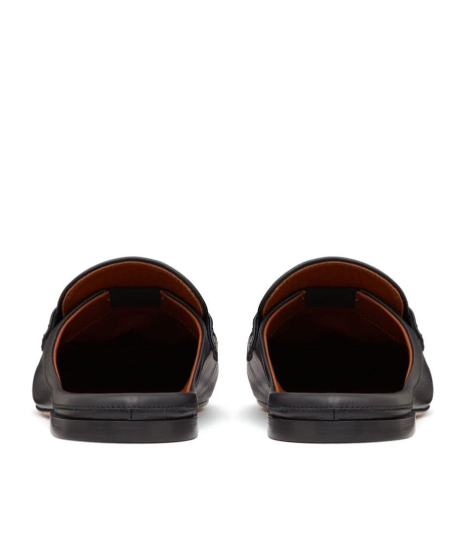 Valentino Vlogo Leather Slippers In Black