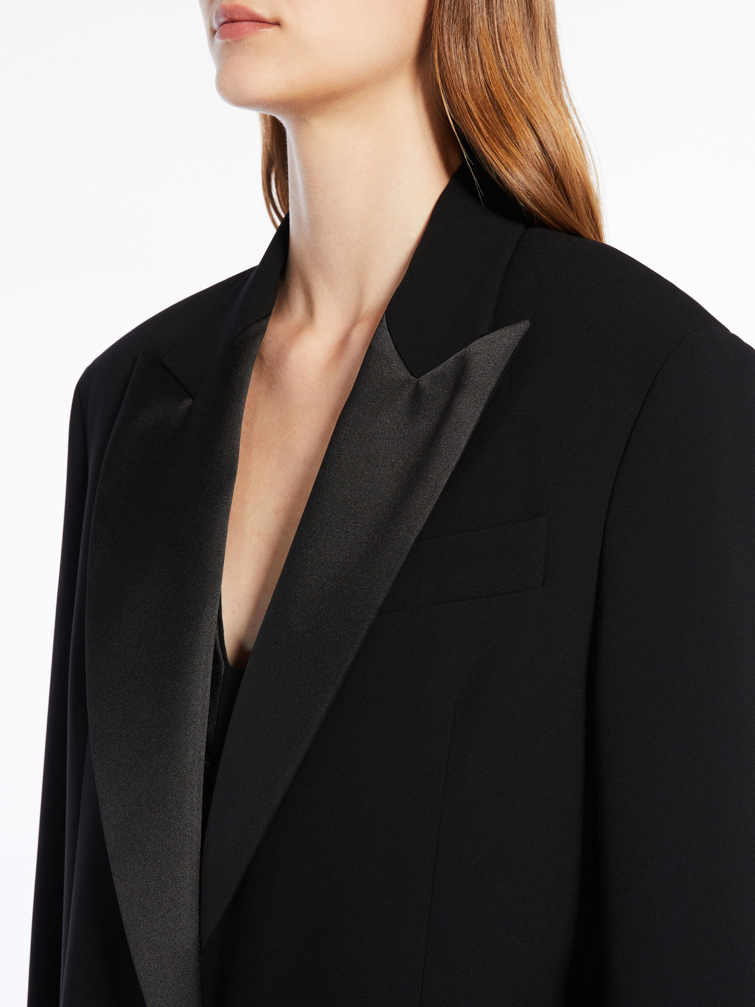 Max Mara Single-breasted Tuxedo Casual Jacket In Black