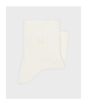 Celine Triomphe Rib Socks In Nude