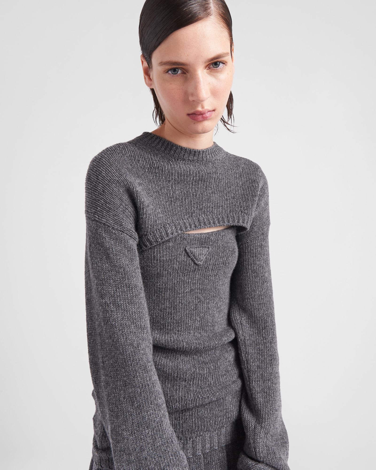 Prada Logo Sweater In Gray