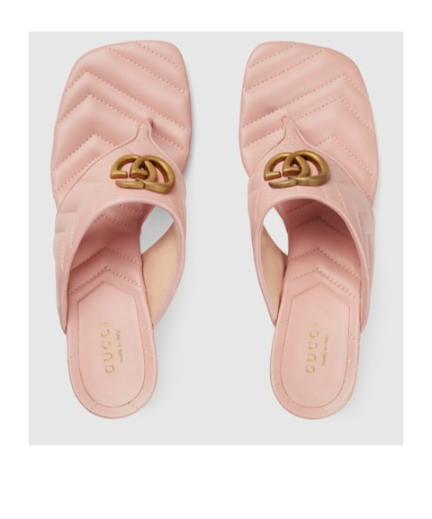 Gucci Double G Thong Leather Sandal In Pink