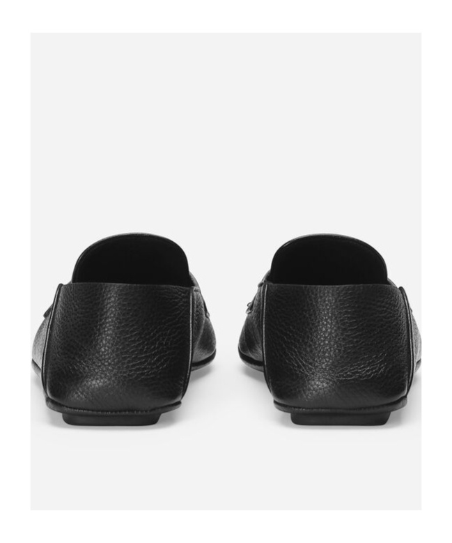 Dolce & Gabbana Leather Loafers With Round Toe And Textured Finish In Black