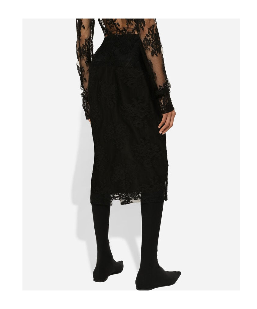 Dolce & Gabbana Tulle Sheer Midi Skirt In Black