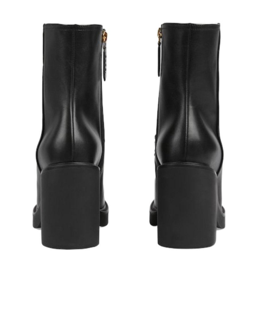 Gucci Womens Black Horsebit Block-heel Leather Ankle Boots In Black