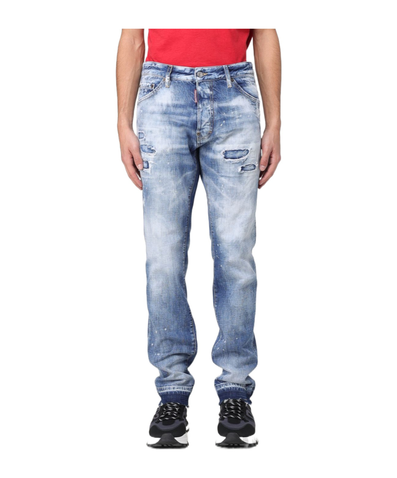 Dsquared2 Light Everglades Patch-detail Jeans In Blue