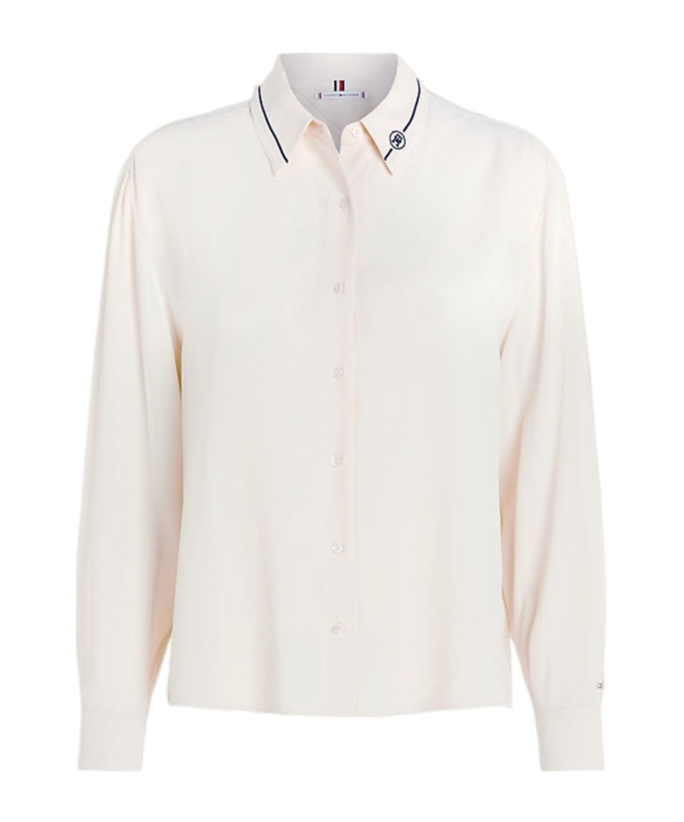 Tommy Hilfiger Classic-collar Crepe Shirt In White