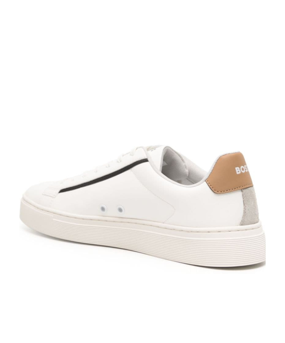Hugo Boss Rhys Tenn Lace-up Leather Sneakers In White