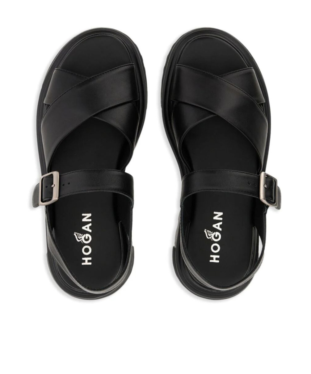 Hogan Leather Sandal With Midsole Sandals In Black