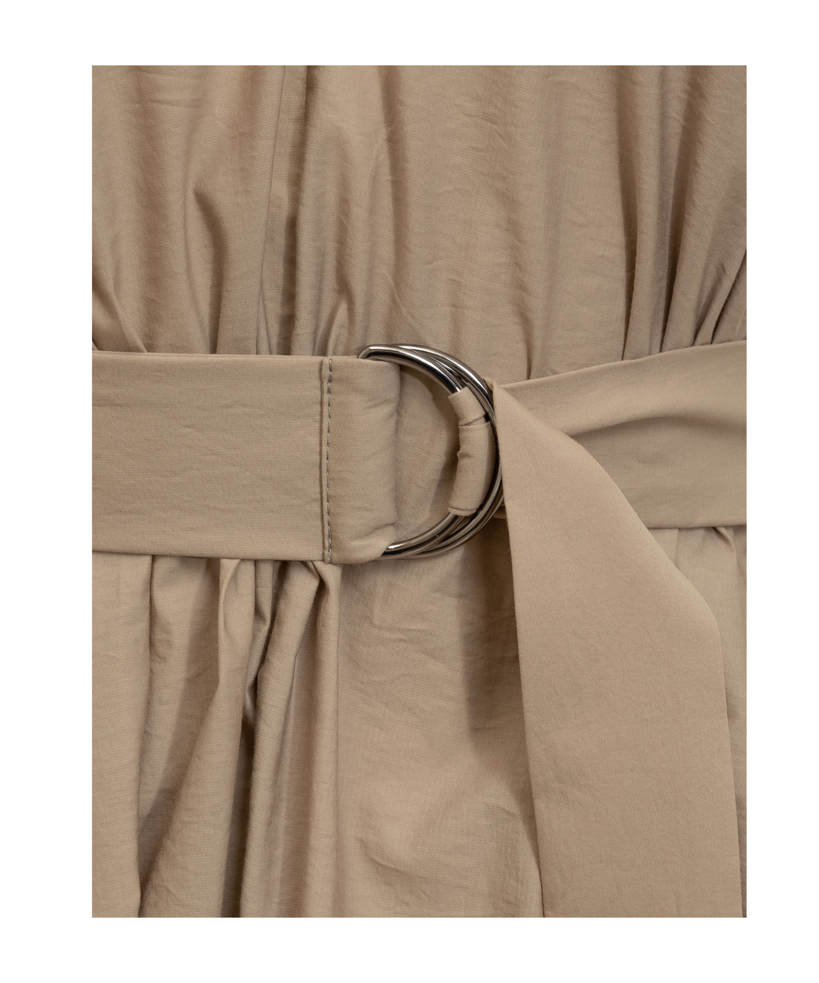 Brunello Cucinelli Techno Cotton Poplin Dress With Precious Shoulder Detail In Nude