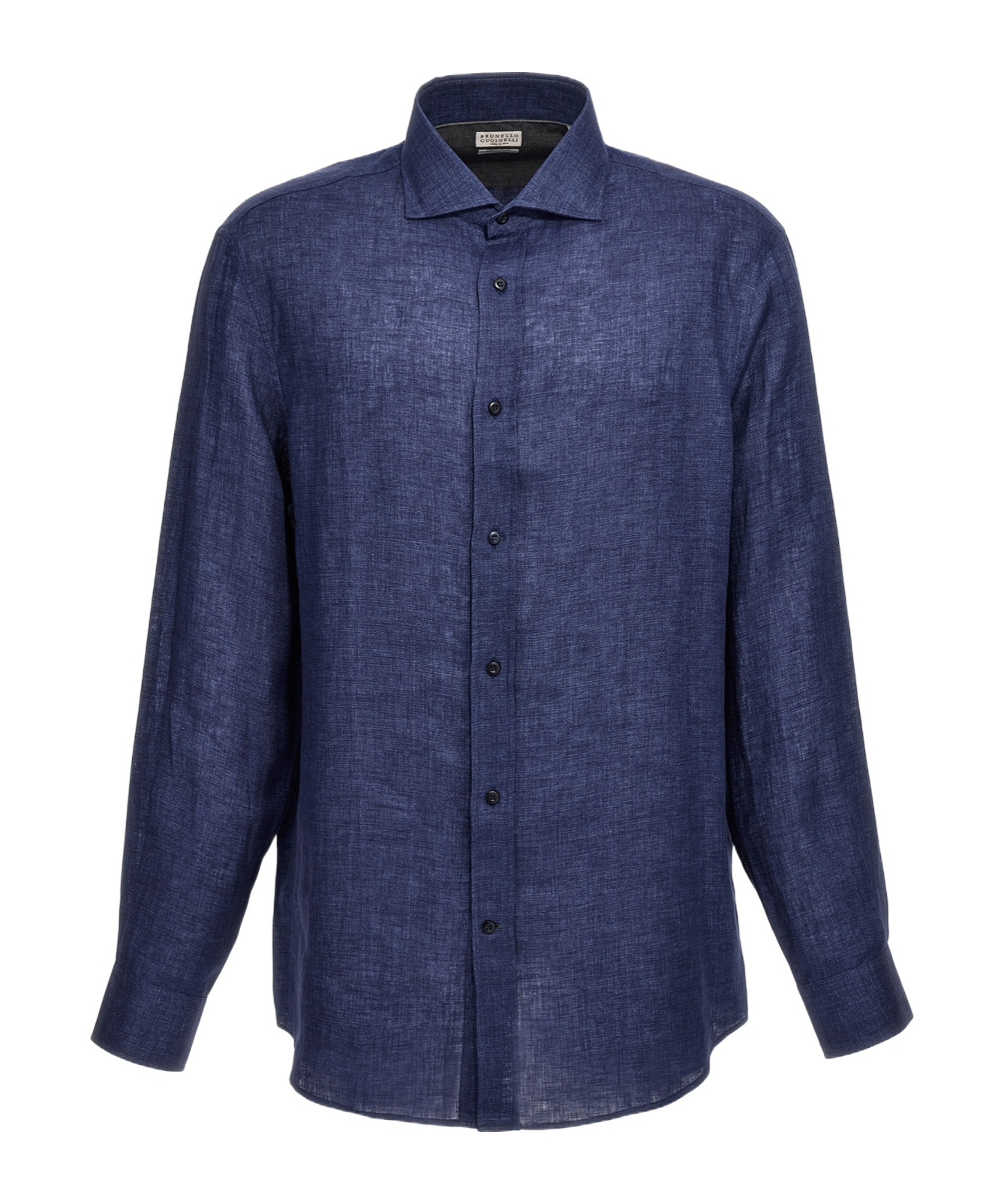 Brunello Cucinelli Buttoned-up Linen Shirt In Blue