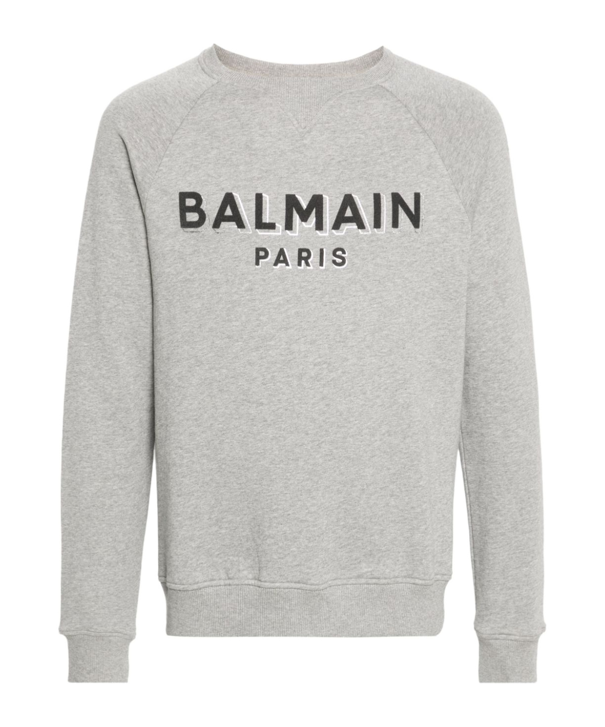 Balmain Logo-flocked M�lange Sweatshirt In Gray