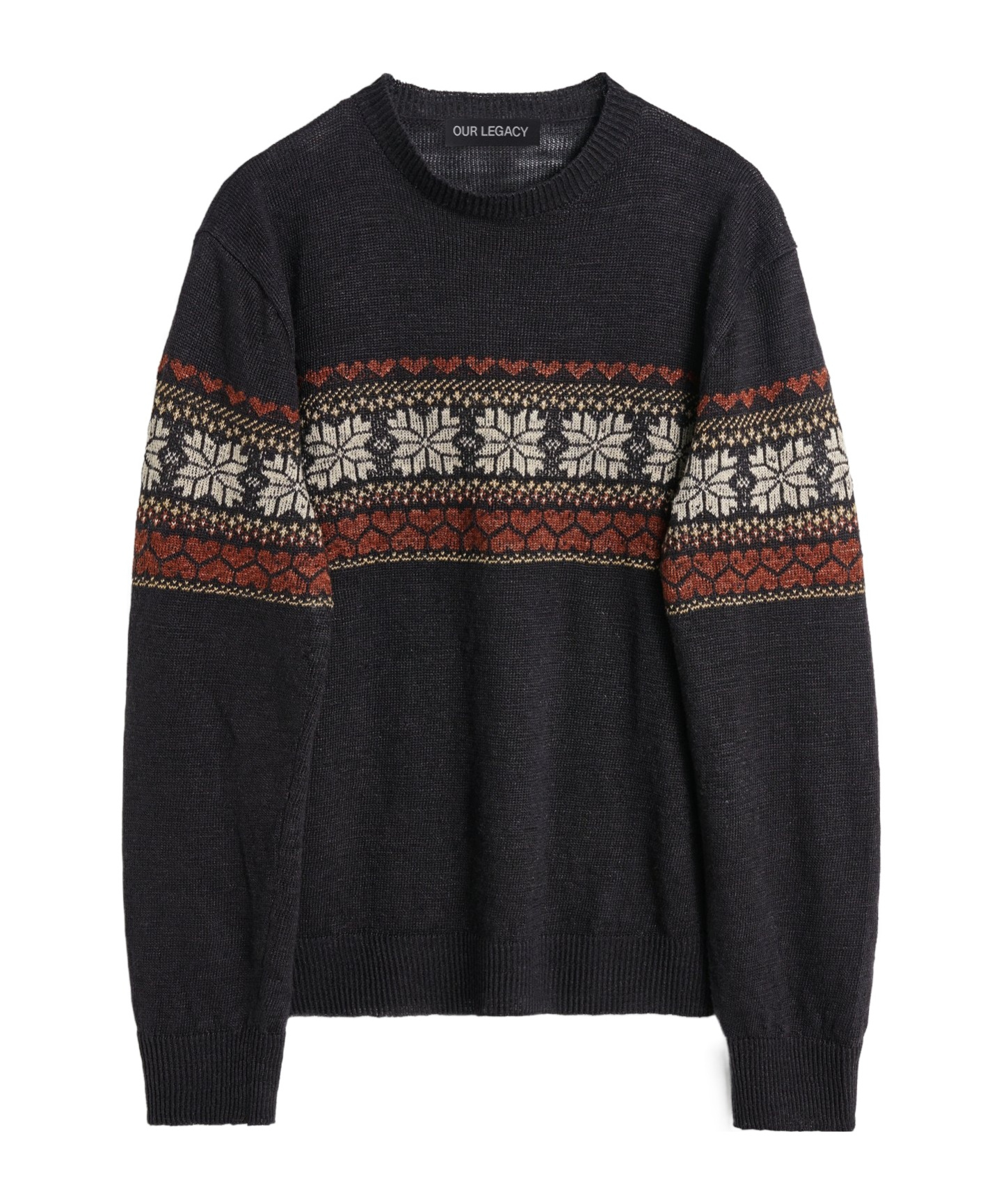Our Legacy Base Crewneck Sweater Roundneck Patterned In Black