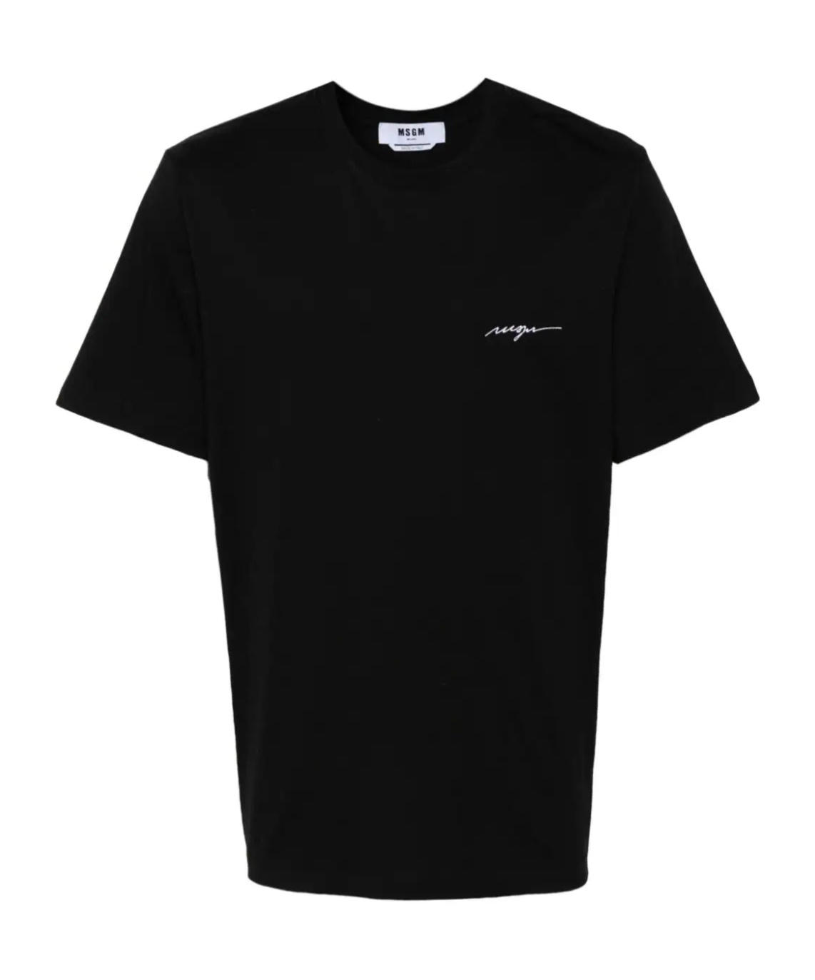Msgm Logo Crew Neck Cotton T-shirt In Black