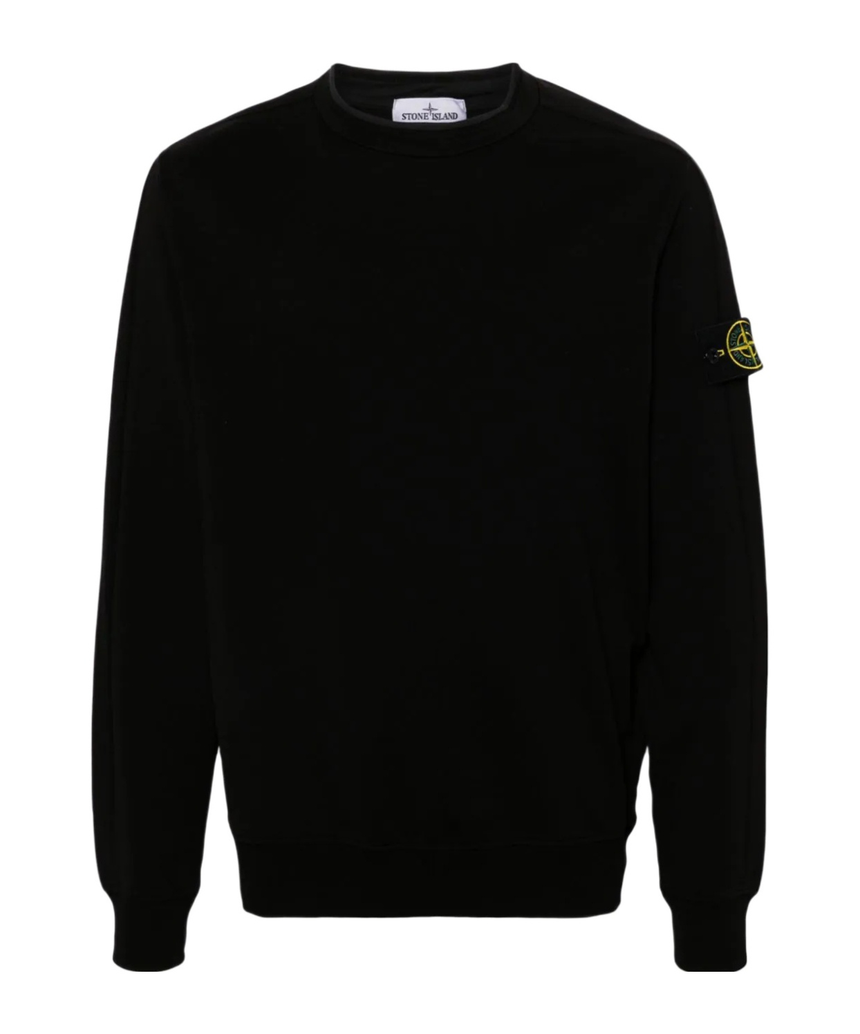 Shop Stone Island Compass-badge Cotton Sweatshirt In Black
