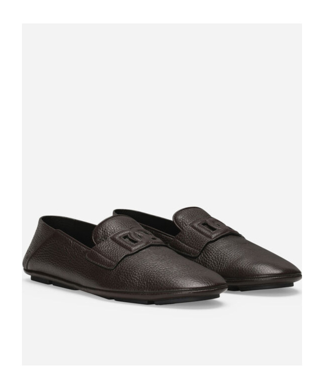 Dolce & Gabbana Round Head Loafer Shoes In Black