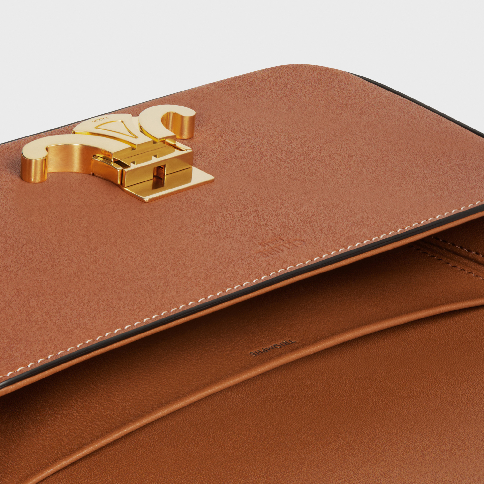 Celine Shoulder Bag Triomph Claude In Natural Calfskin In Brown