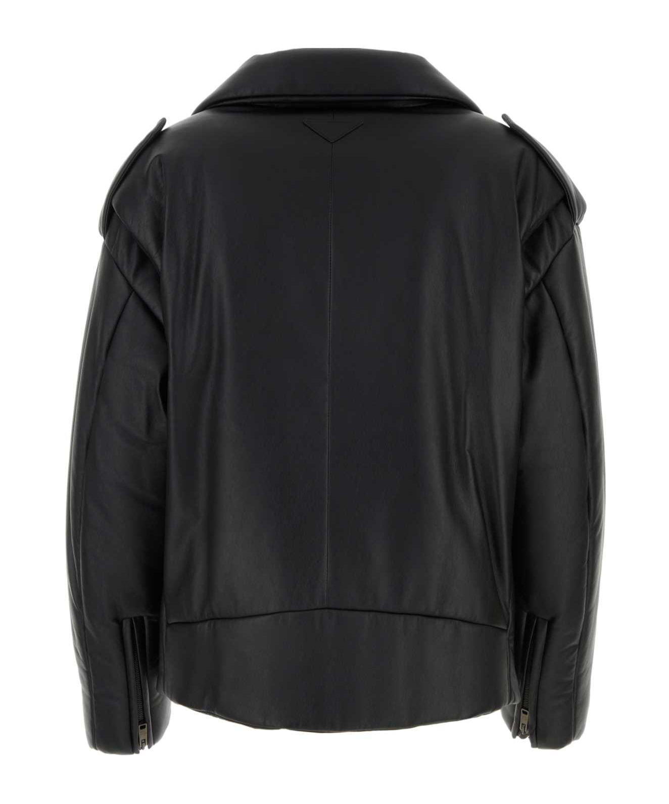 Prada Black Nappa Leather Padded Jacket In Black
