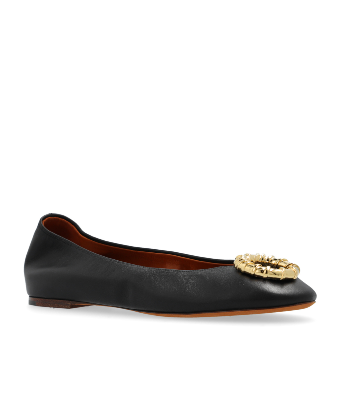 Lanvin Buckled Leather Ballerina Shoes In Black