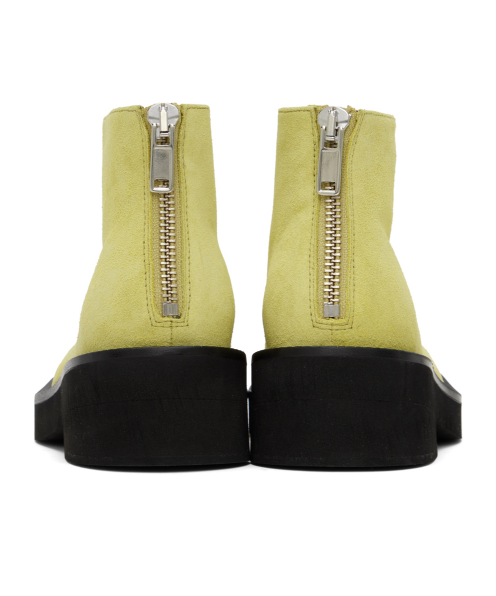 Mm6 Maison Margiela Man Ankle Boots Lime Green Size 9 Leather In Green