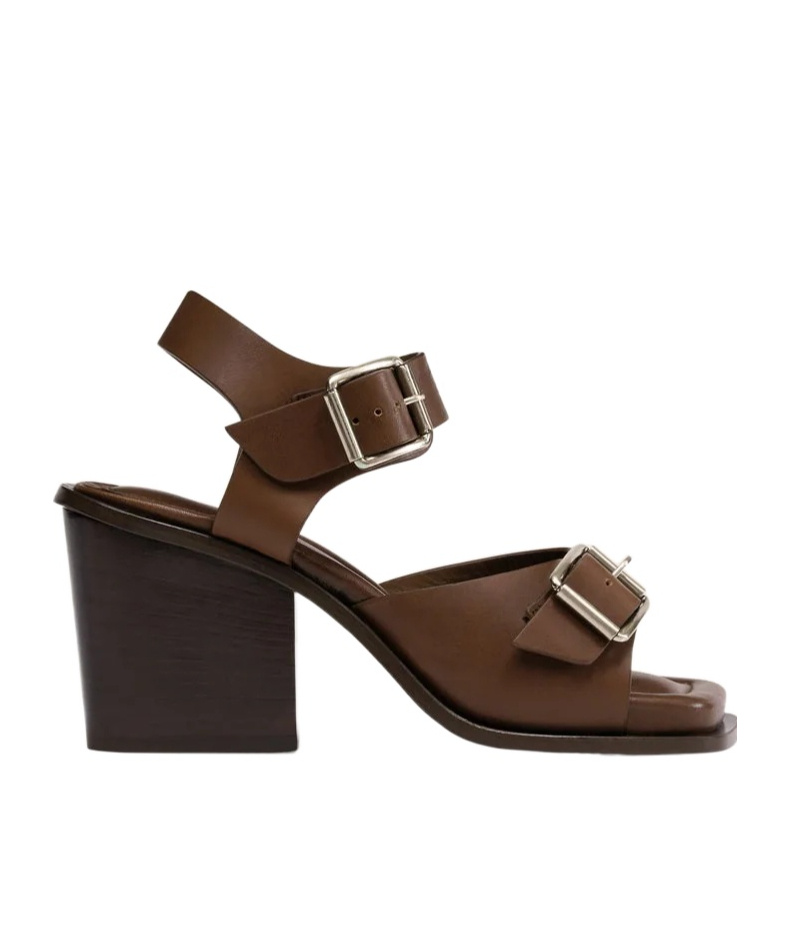 Lemaire Woman Sandals Chocolate Brown Size 10 Cow Leather In Brown