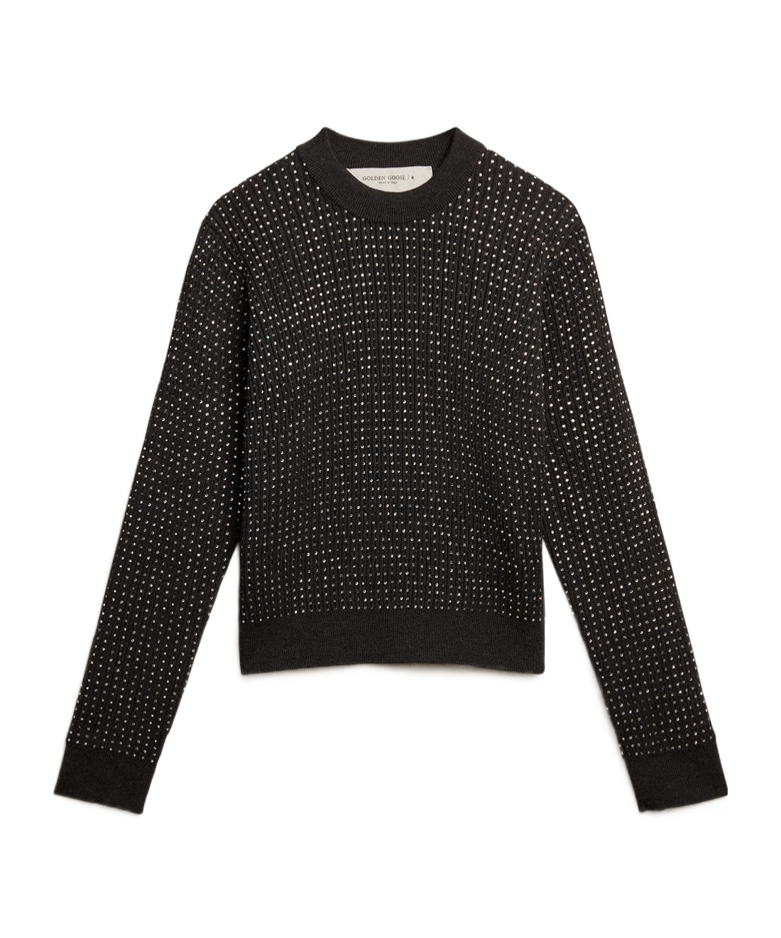 GOLDEN GOOSE ROUND-NECK SWEATER IN MERINO WOOL WITH ALL-OVER CRYSTALS