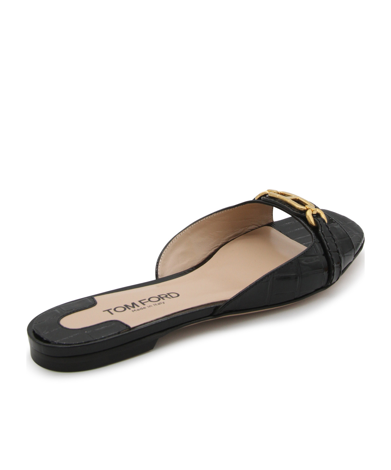 Tom Ford Whitney Crocodile-effect Mules In Black