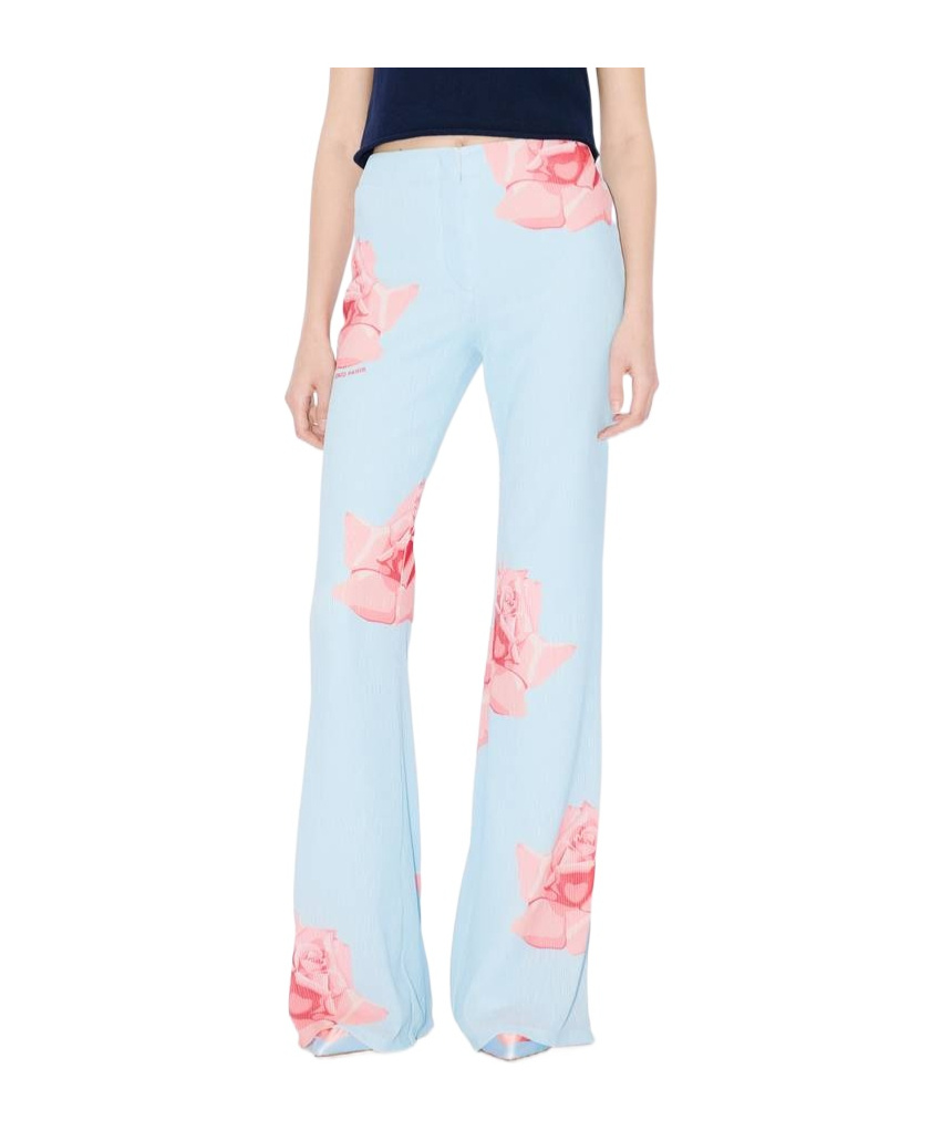 Shop Kenzo ' Rose' Pleated Pants In Blue