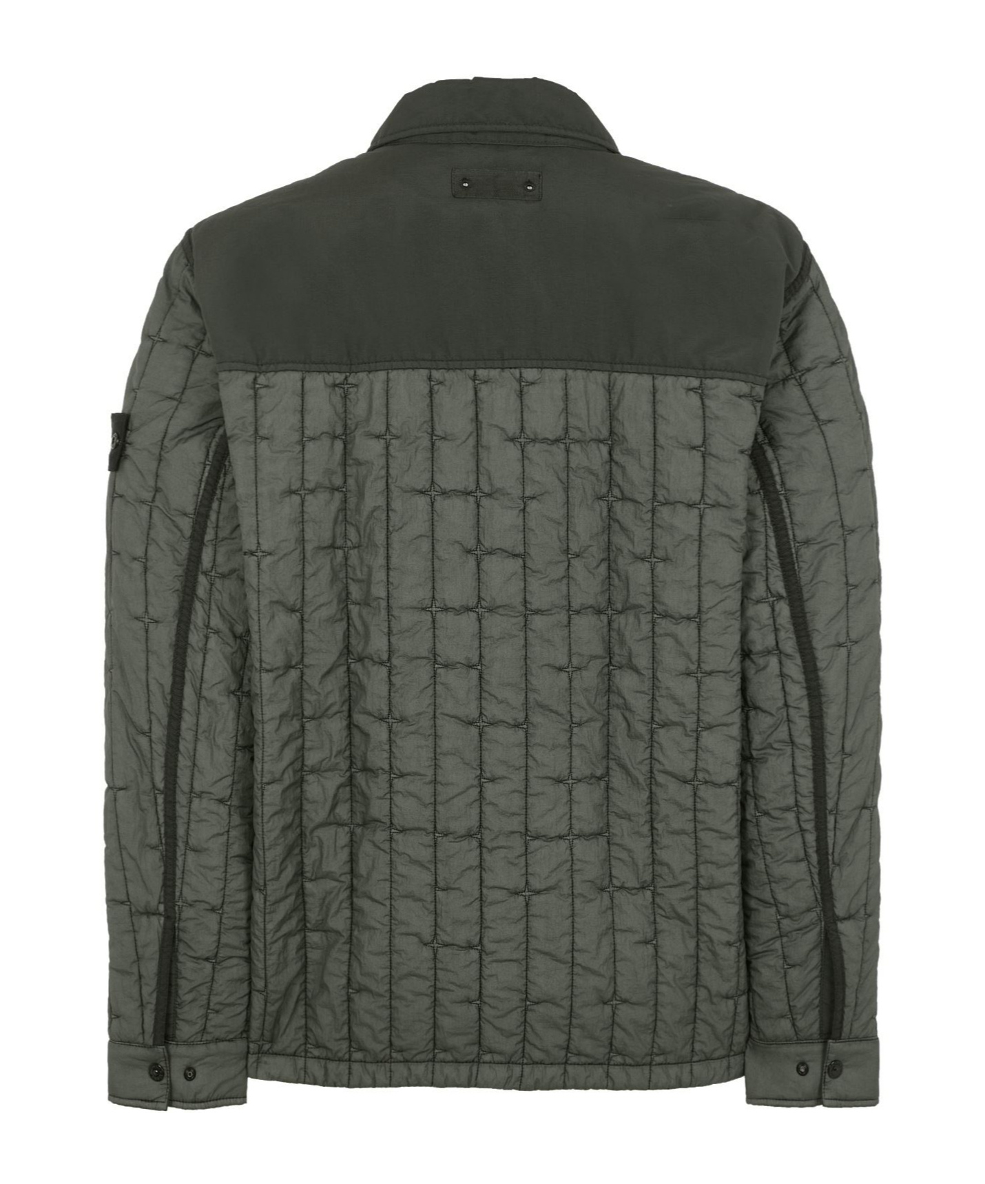 Stone Island Press-stud Quilted Shirt Jacket In Green