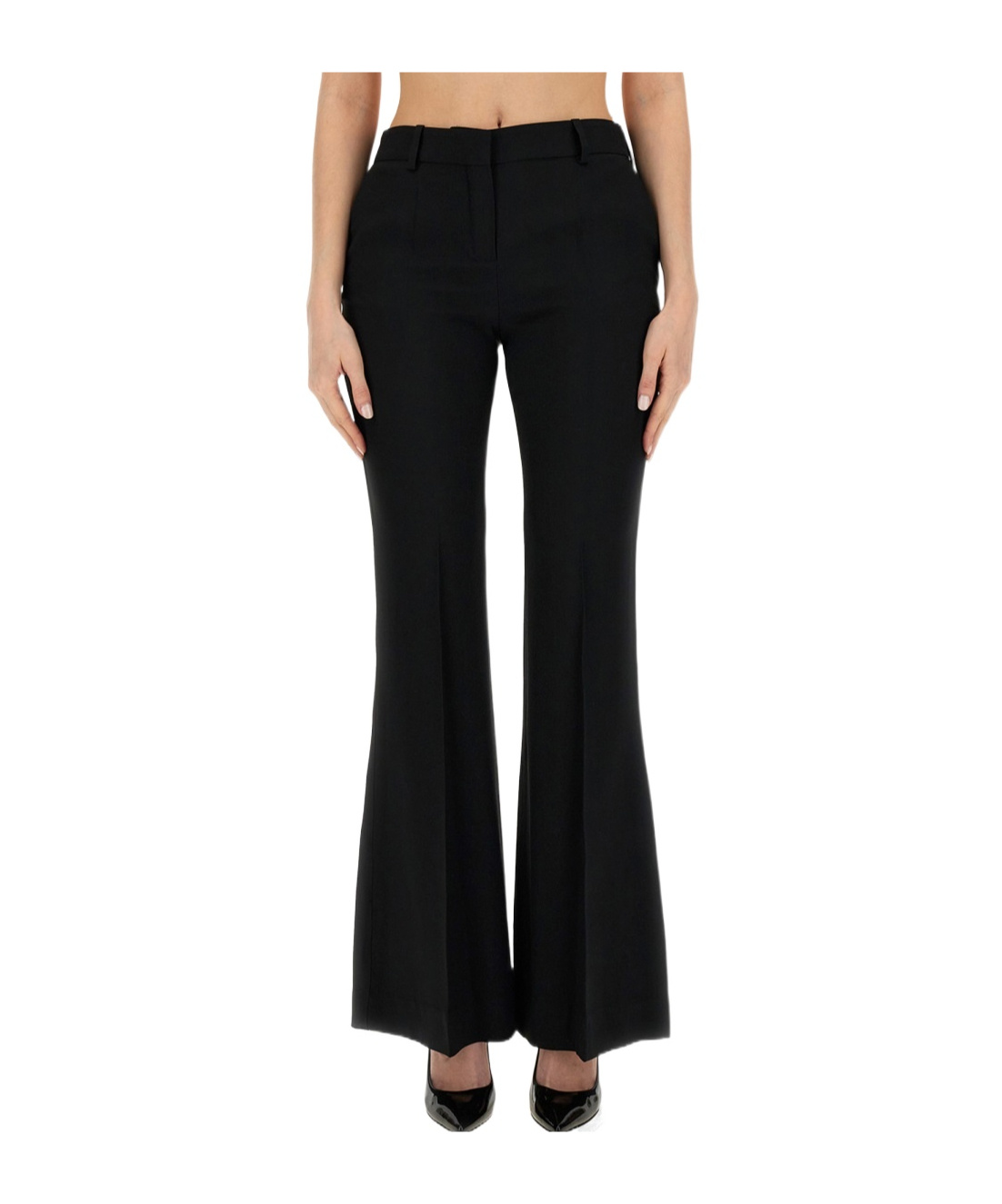 Nina Ricci Flared Leg Trousers Belt Loops In Black