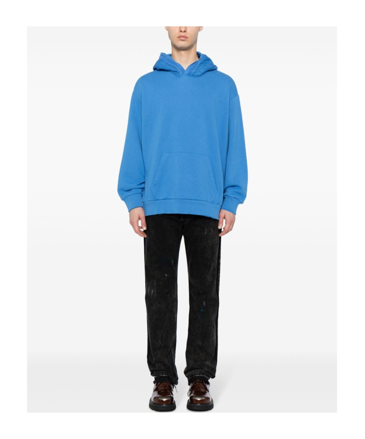 Undercover Embroidered-trim Cotton Hoodie In Blue