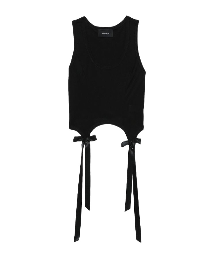 Simone Rocha Tank Top With Bow Tails And Asymmetric Hem In Black