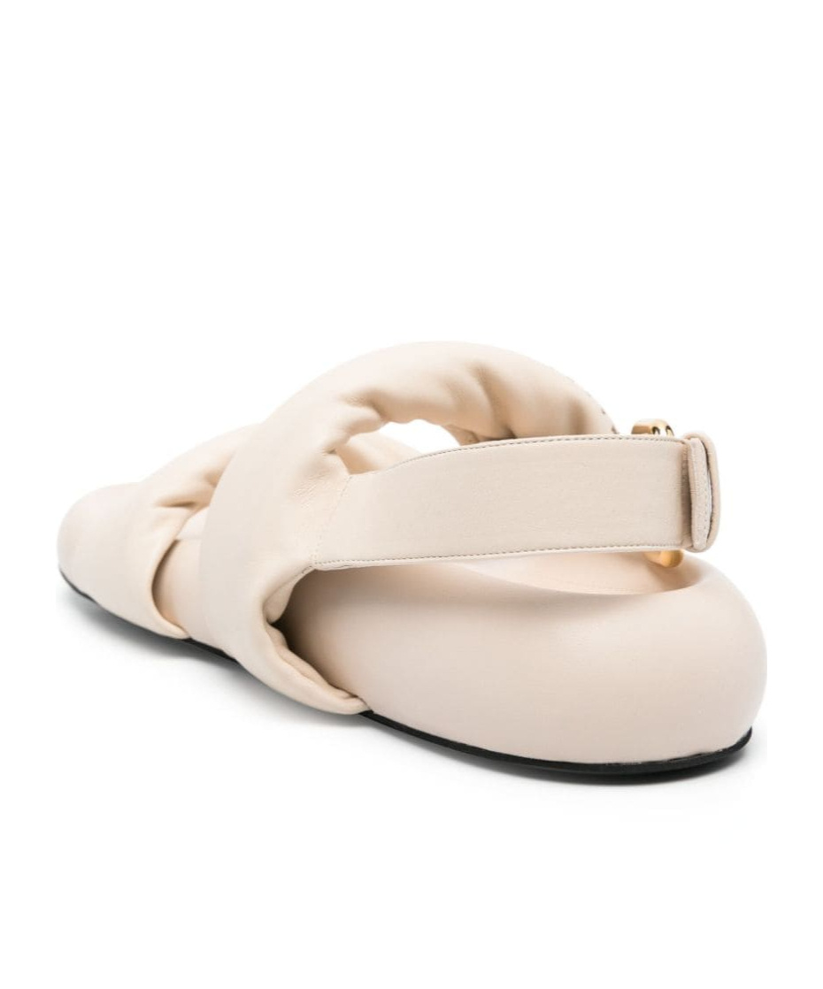 Marni Off-white Back Buckle Sandals In Nude