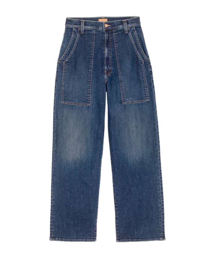 Mother Large Bag Denim Trousers In Blue