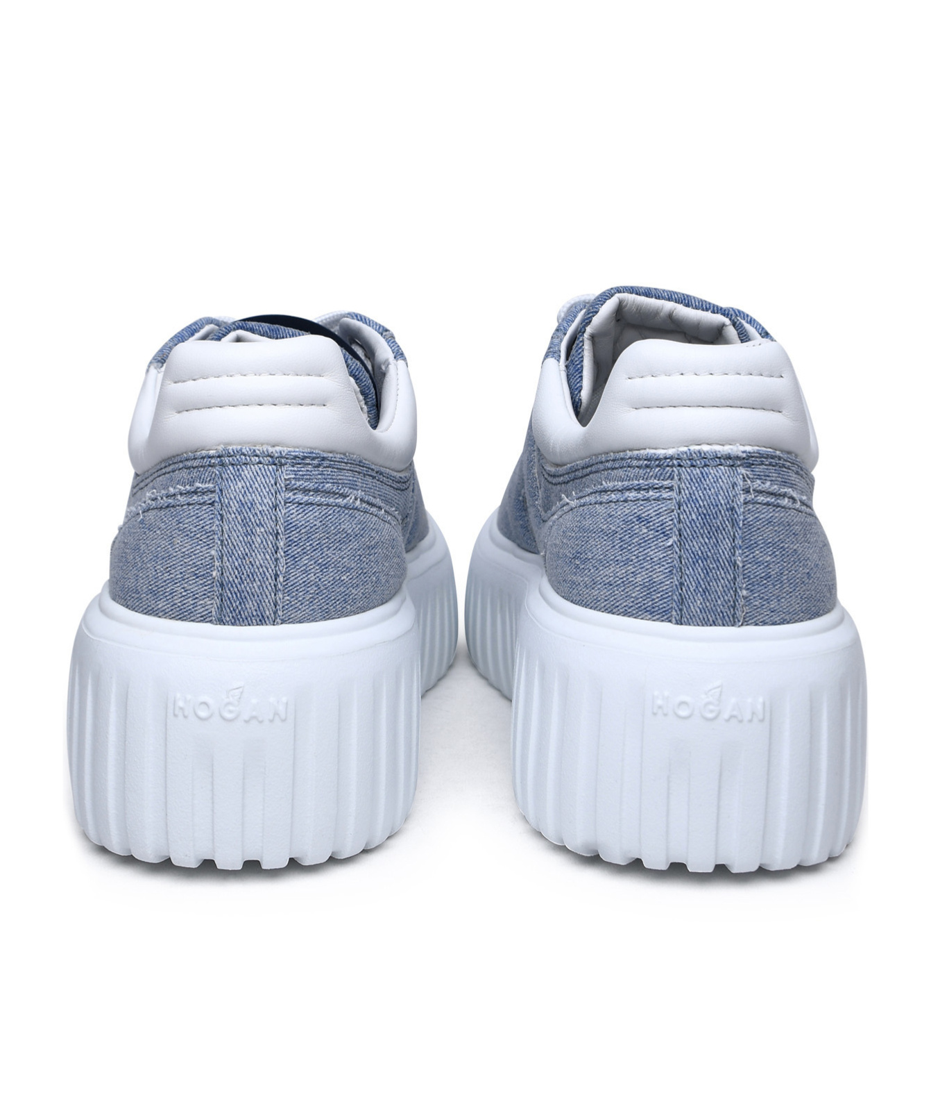 Hogan Logo-patch Denim Platform Sneakers In White