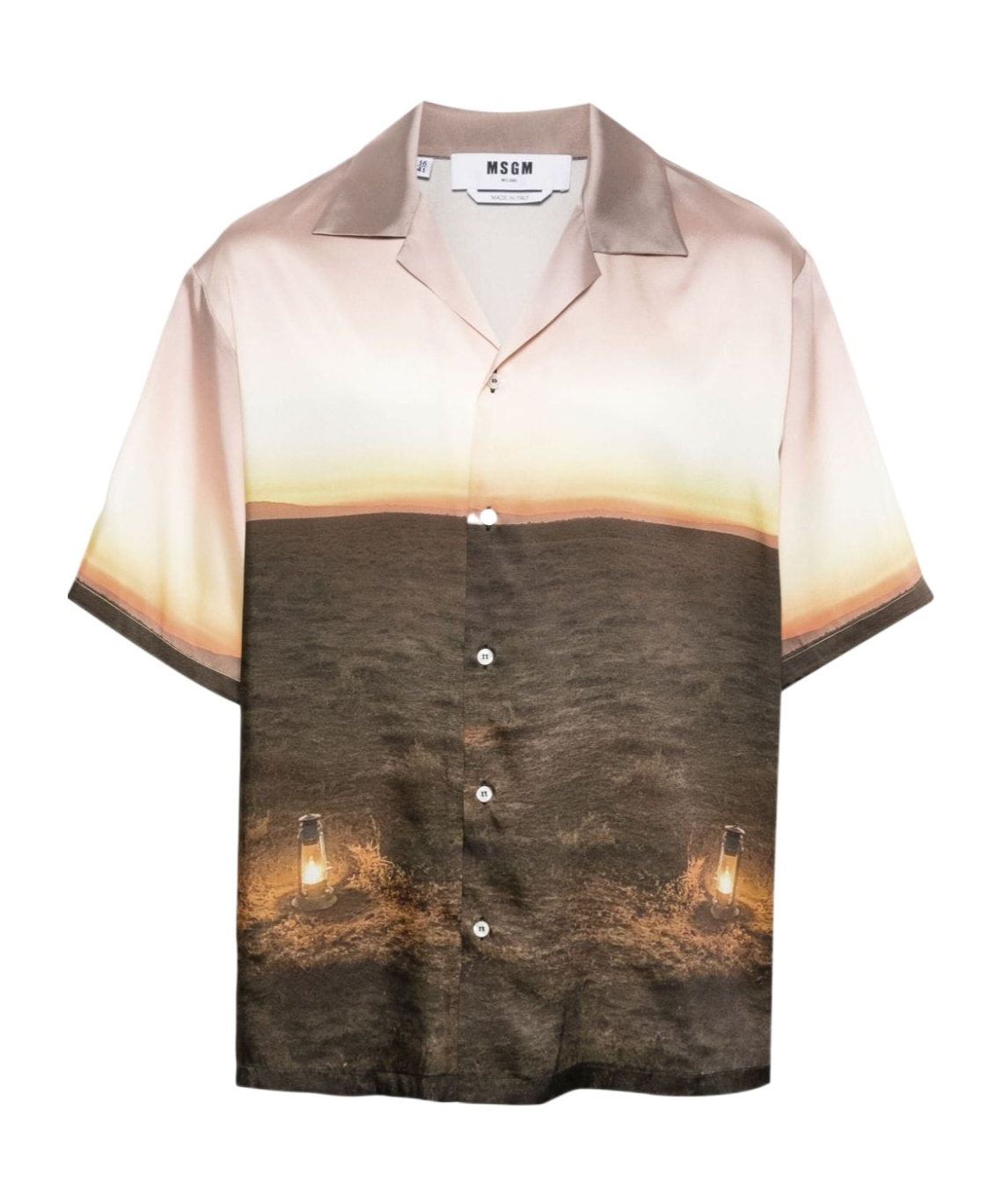 Msgm Graphic-print Satin Shirt In Multicolor