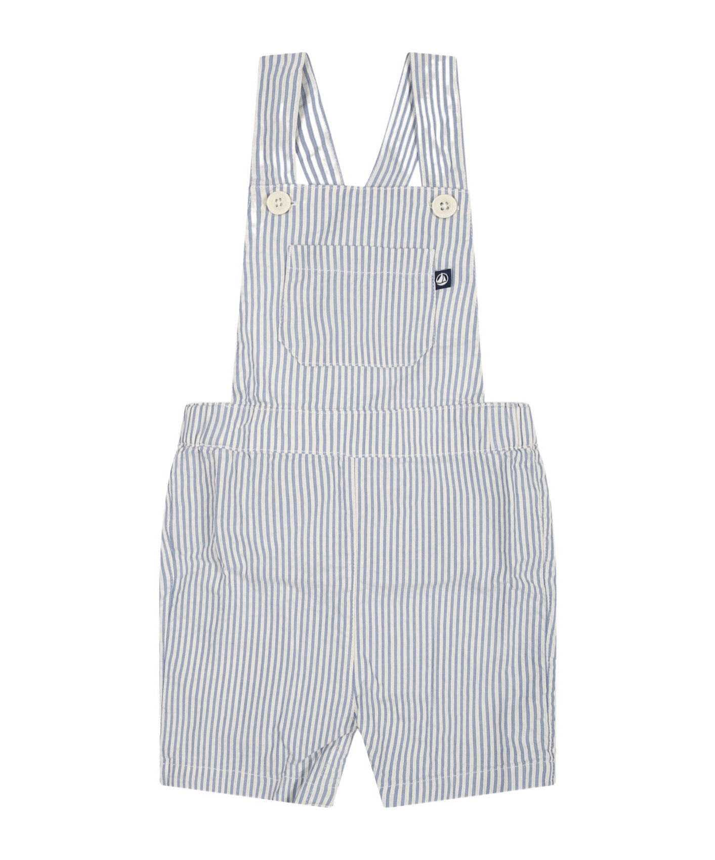 Petit Bateau Striped Sleeveless Jumpsuit In Gray