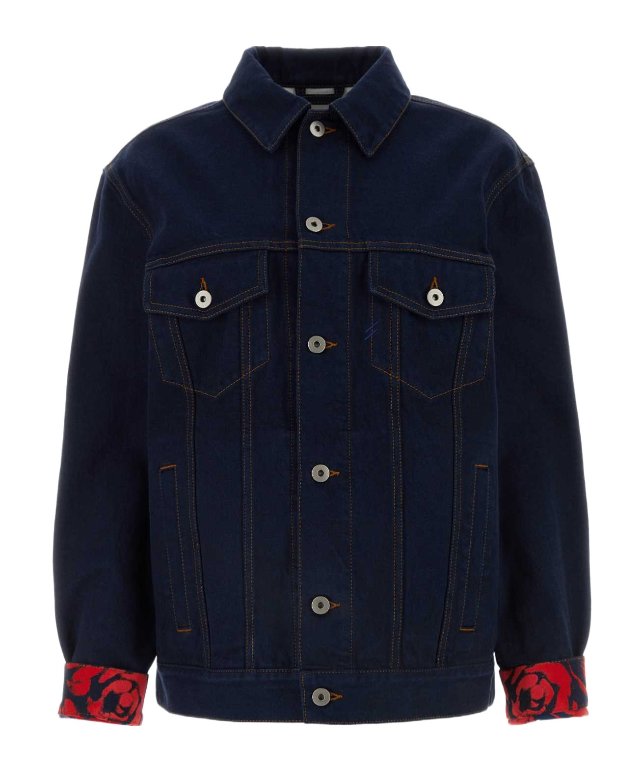 Shop Burberry Logo-patch Denim Jacket In Blue