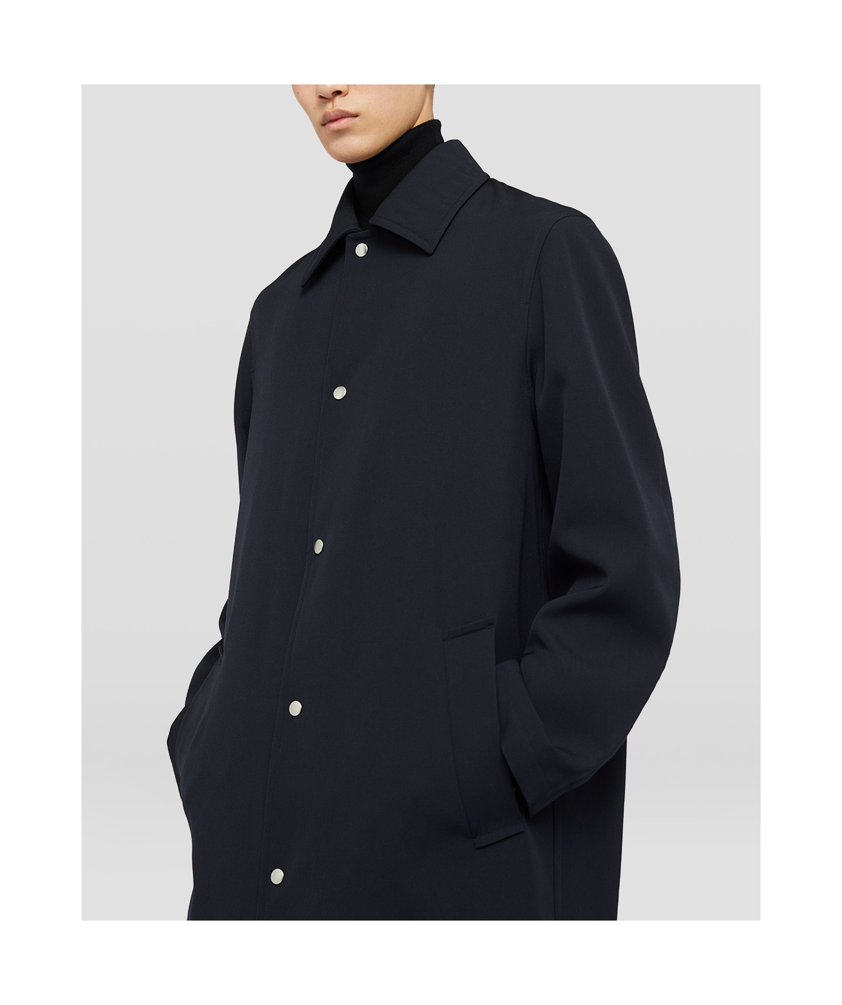 Jil Sander Single-breasted Gabardine Wool Coat In Black