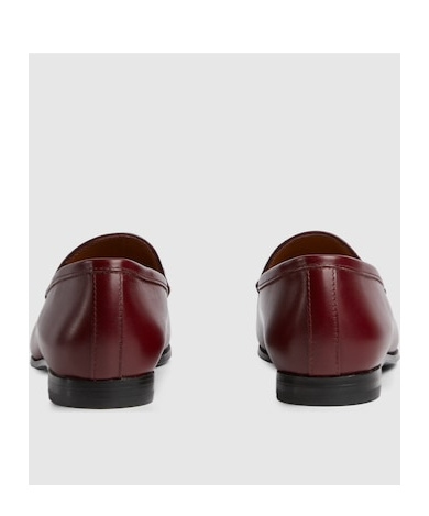Gucci Almond Toe Leather Loafers With Metallic Hardware In Red