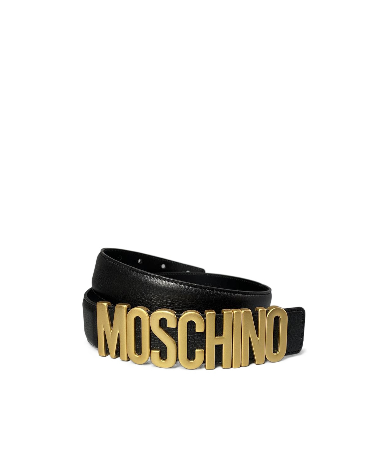 Moschino Adjustable Logo Embossed Belt With Multiple Holes In Black