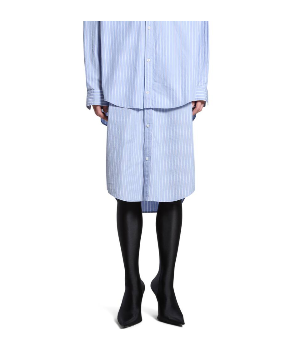 Balenciaga Layered Bb Classic Chemisier Dress In Blue
