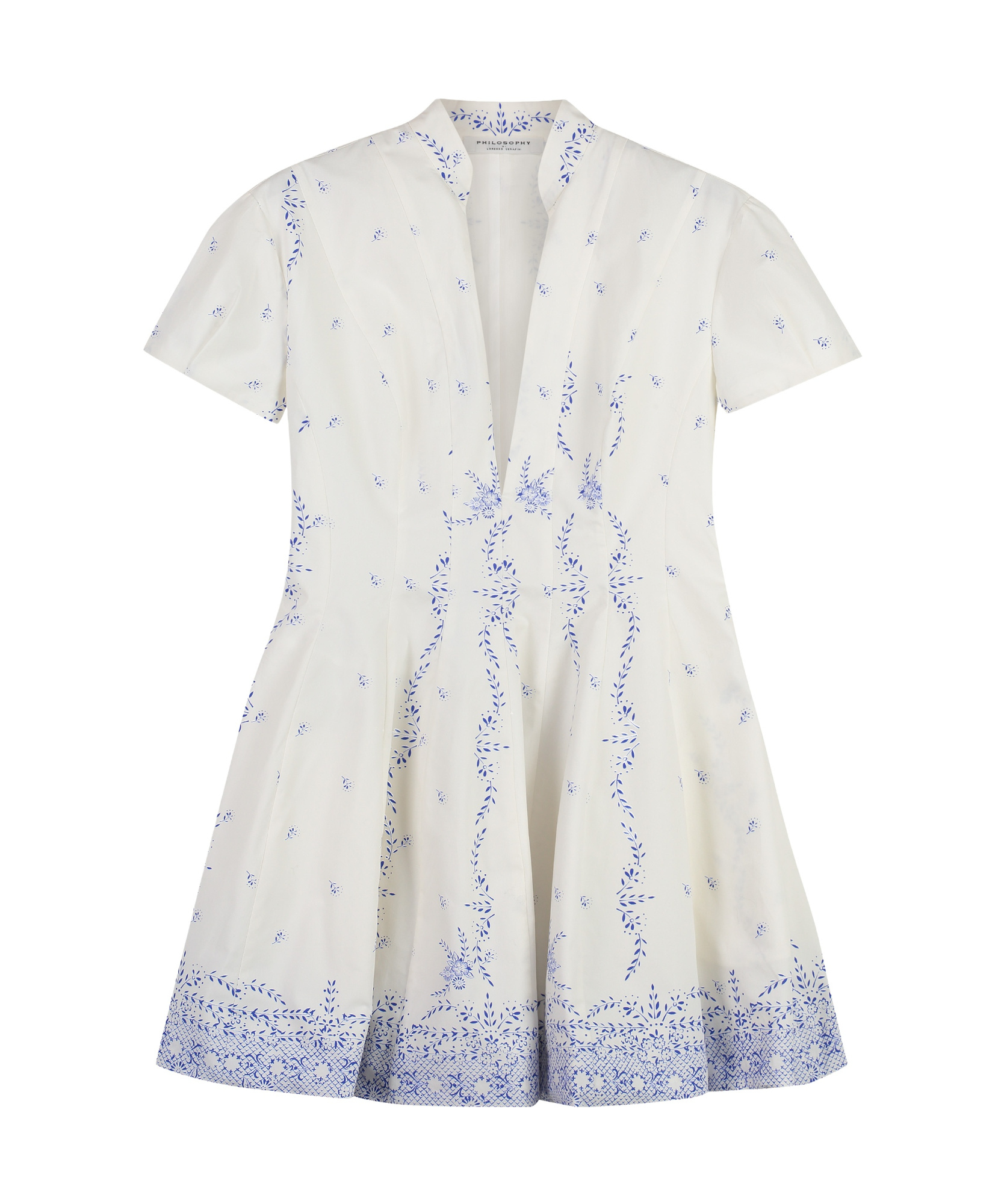 Philosophy Di Lorenzo Serafini Printed Short-sleeve A-line Mini Dress In White
