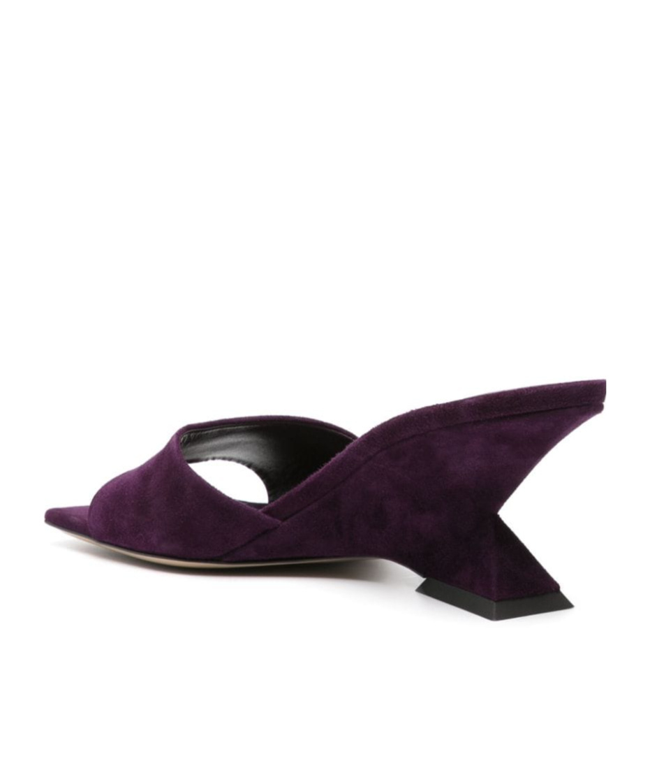 Attico Cheope 70 Suede Wedge Mules In Black