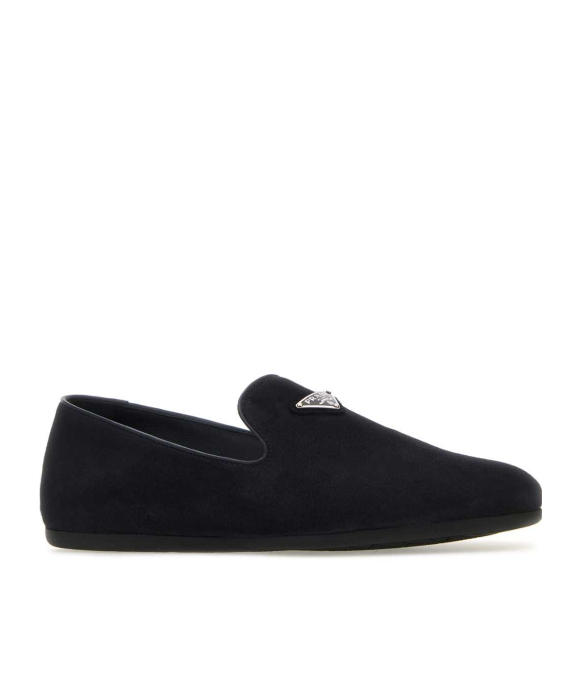 Prada Versatile Round Toe Suede Loafers In Blue