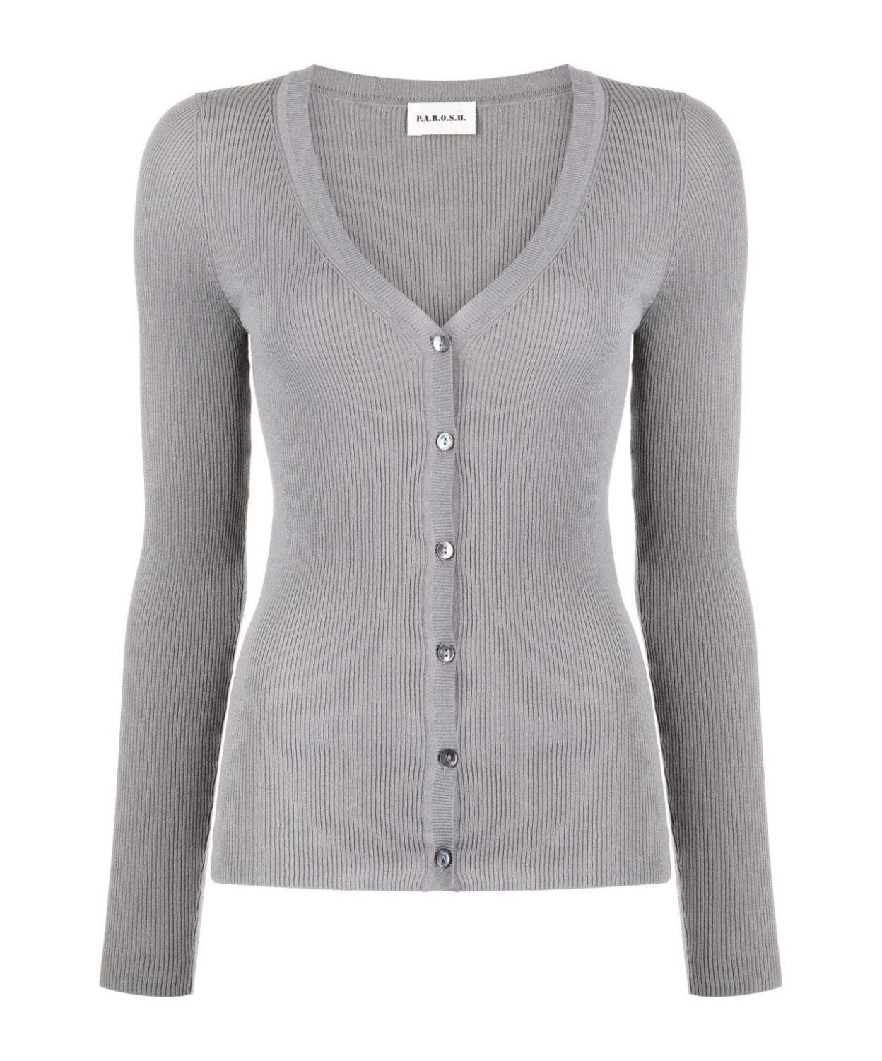 P.a.r.o.s.h Ribbed Knit V-neck Cardigan In Gray