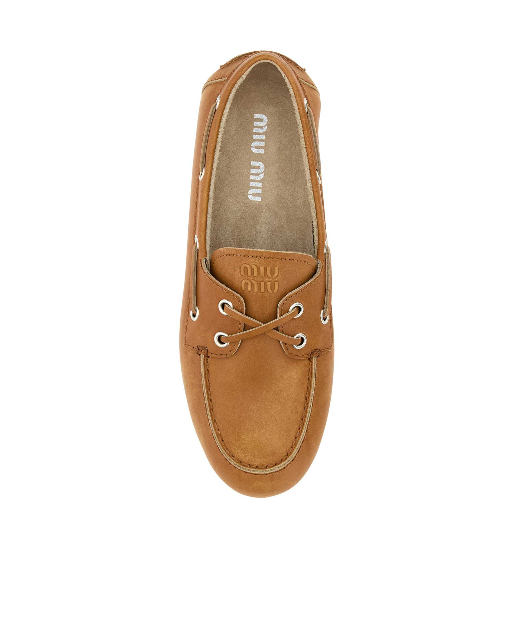 Miu Miu Contrasting Sole Refined Leather Slip-ons In Brown