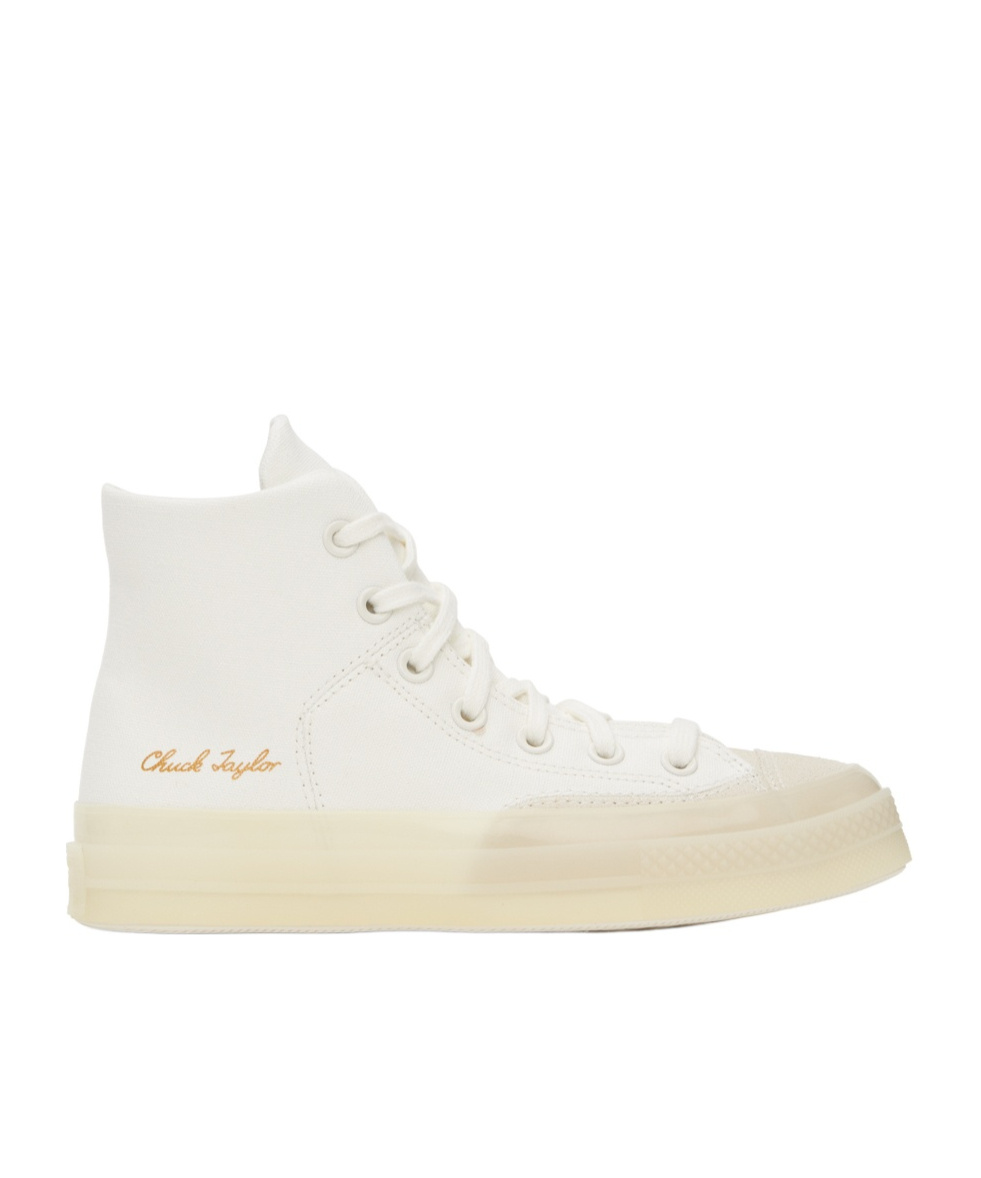 Converse Logo Patch High Upper Board Shoes In White
