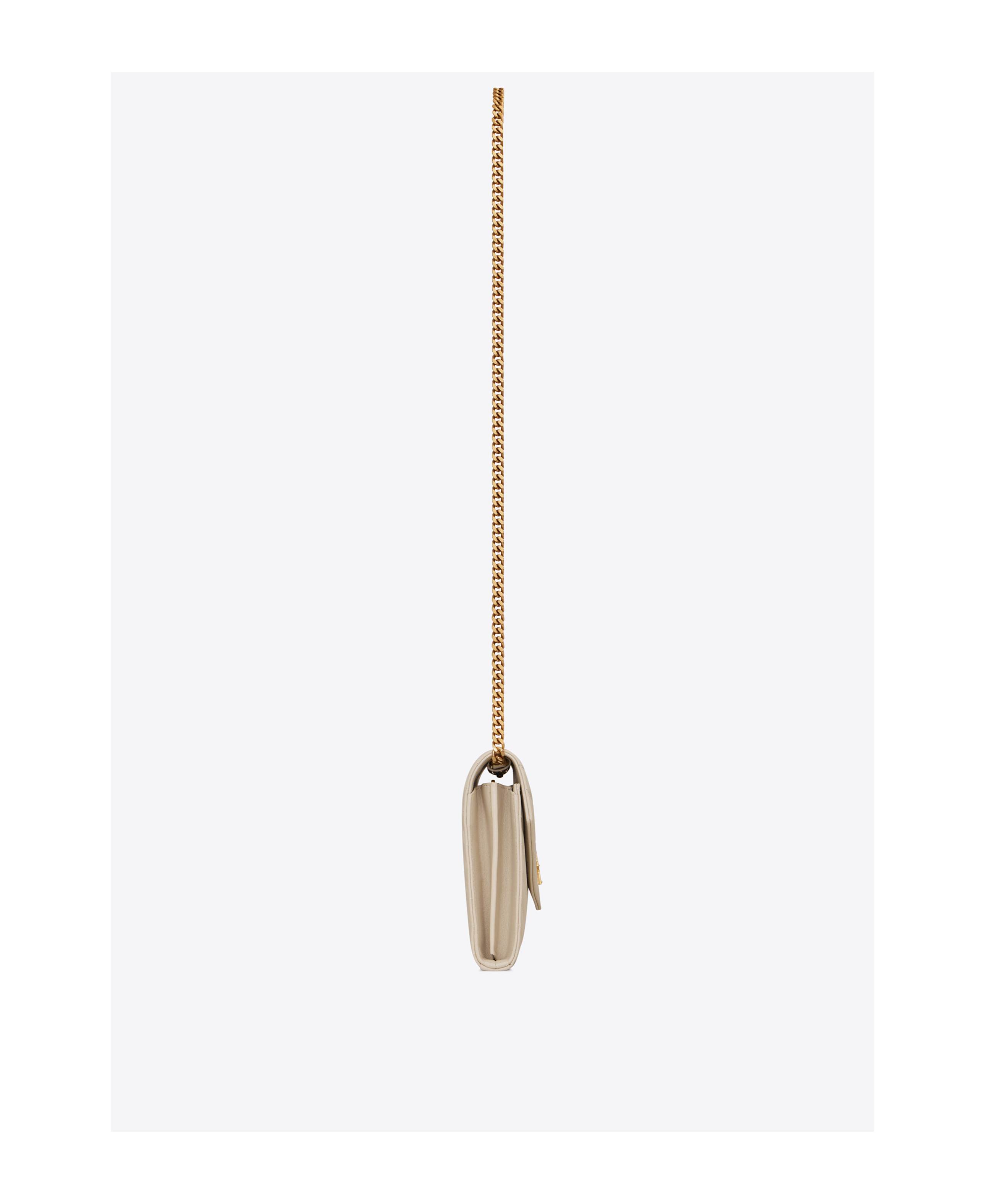 Saint Laurent Cassandre Envelope Leather Chain Wallet In Nude